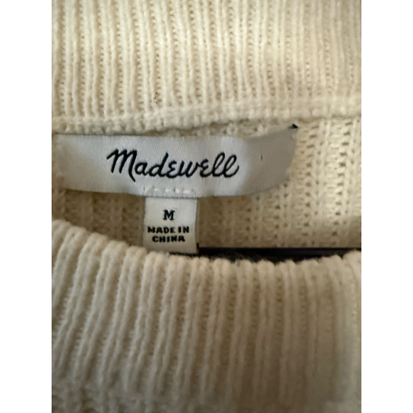 Women's Madewell M Off-White Ribbed Crew Neck Sweater - Picture 3 of 6